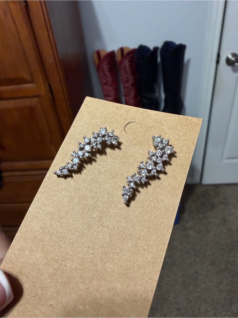 Kendra Scott Silver Clear Crystal Ear Climbers